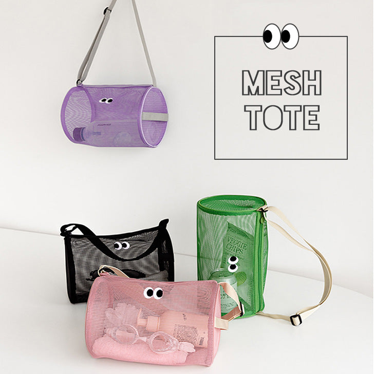 リアルスタイル REAL STYLE ショルダーバッグ メンズ レディース 子供 ミニ メッシュ 軽い 肩掛け ドラムバッグ レジャー 海 プール 公園 夏 目玉 かわいい 目玉デザイン
