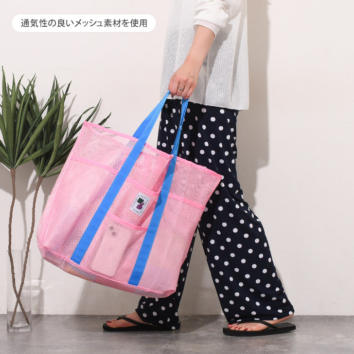 リアルスタイル REAL STYLE トートバッグ レディース メンズ メッシュ 大容量 スパバッグ 温泉バッグ サウナ 軽い 夏 海 プール 大きめ 無地 シンプル レジャー