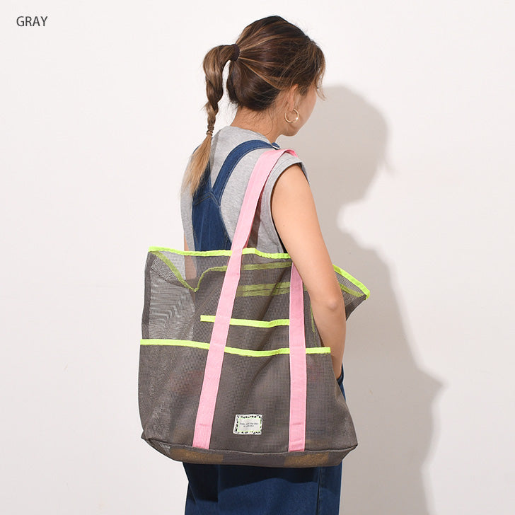 リアルスタイル REAL STYLE トートバッグ レディース メンズ メッシュ 大容量 スパバッグ 温泉バッグ サウナ 軽い 夏 海 プール 大きめ 無地 シンプル レジャー