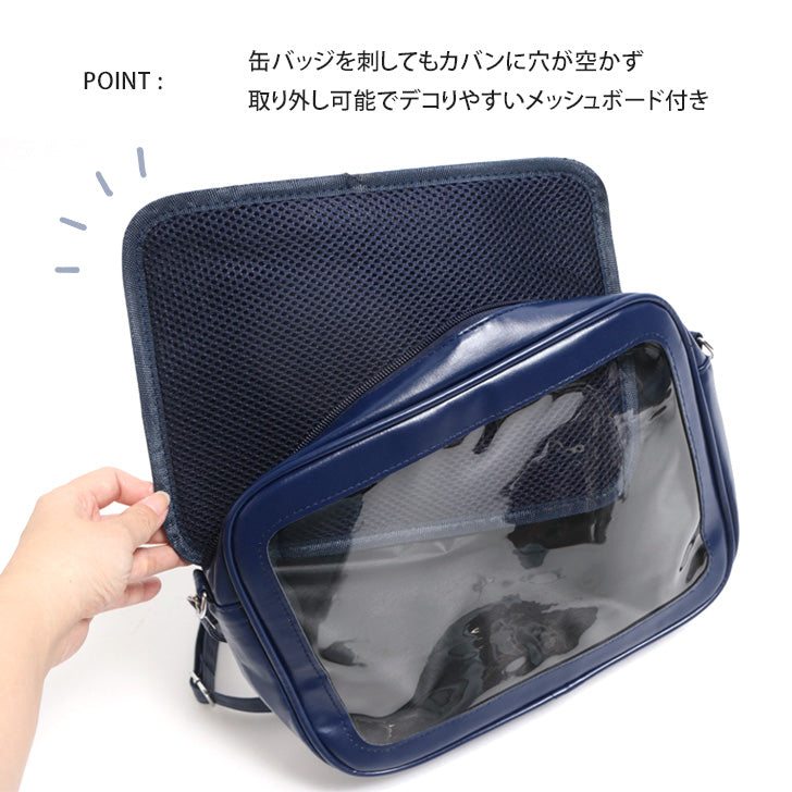 リアルスタイル REAL STYLE ショルダーバッグ レディース 斜めがけ 横型 痛バッグ 痛バ 肩掛け ライブ コンサート 推し活 アイドル マチあり 推し活グッズ 缶バッジ