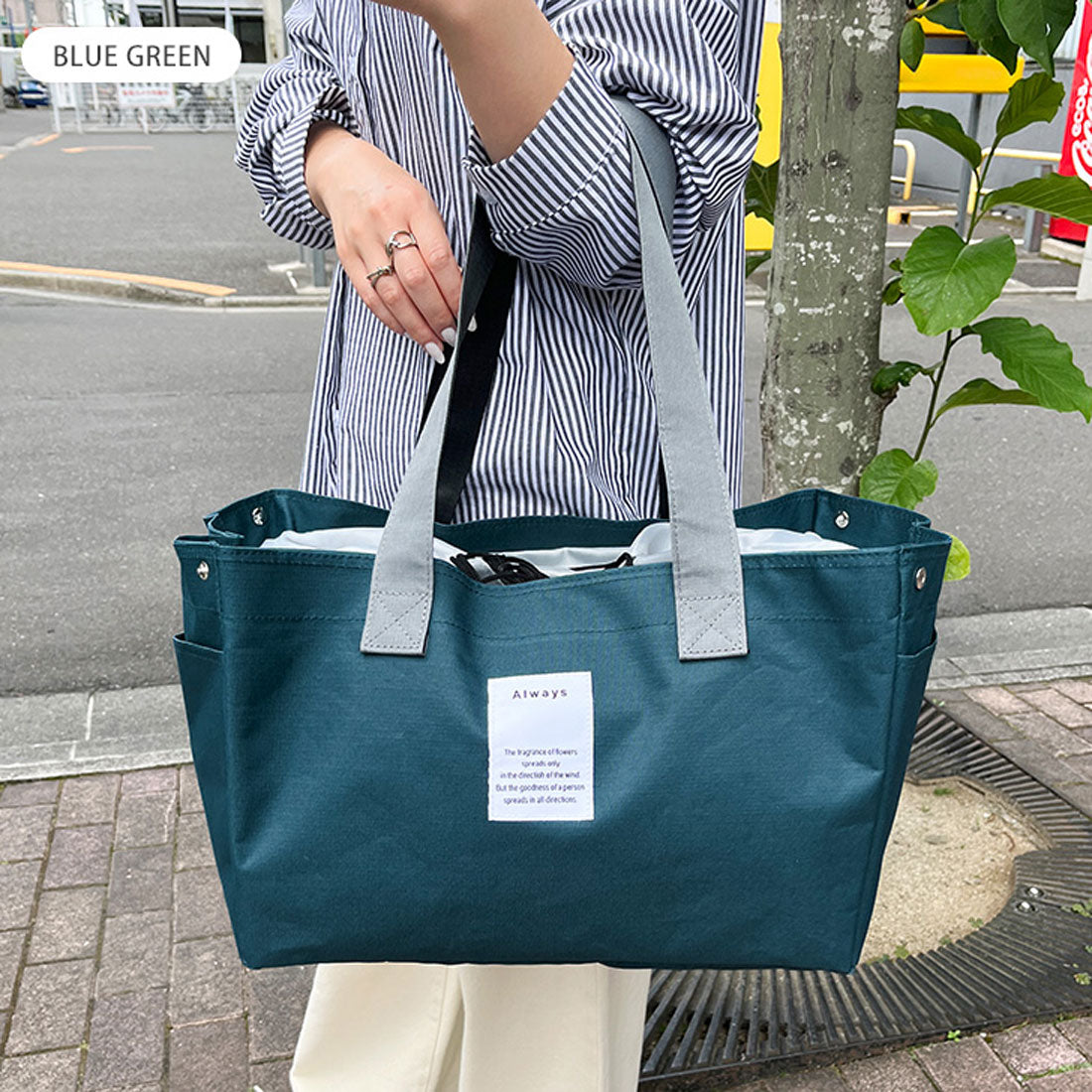 Real Style Eco Bag Insulated Large Capacity Stylish Standalone Shopping Basket Tote Cooler Bag Lightweight Bicycle Foldable Drawstring 30L Shoulder Carry