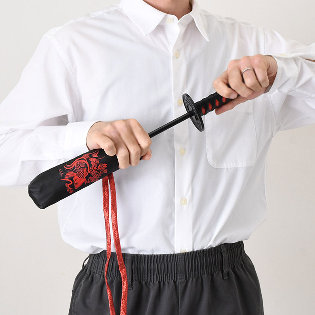 リアルスタイル REAL STYLE 折りたたみ傘 折り畳み傘 雨傘 日本刀風 umbrella 侍 SAMURAI 忍者 NINJA 将軍 SHOGUN 日本 お土産 外国人 （赤(鯉)） 赤(鯉)