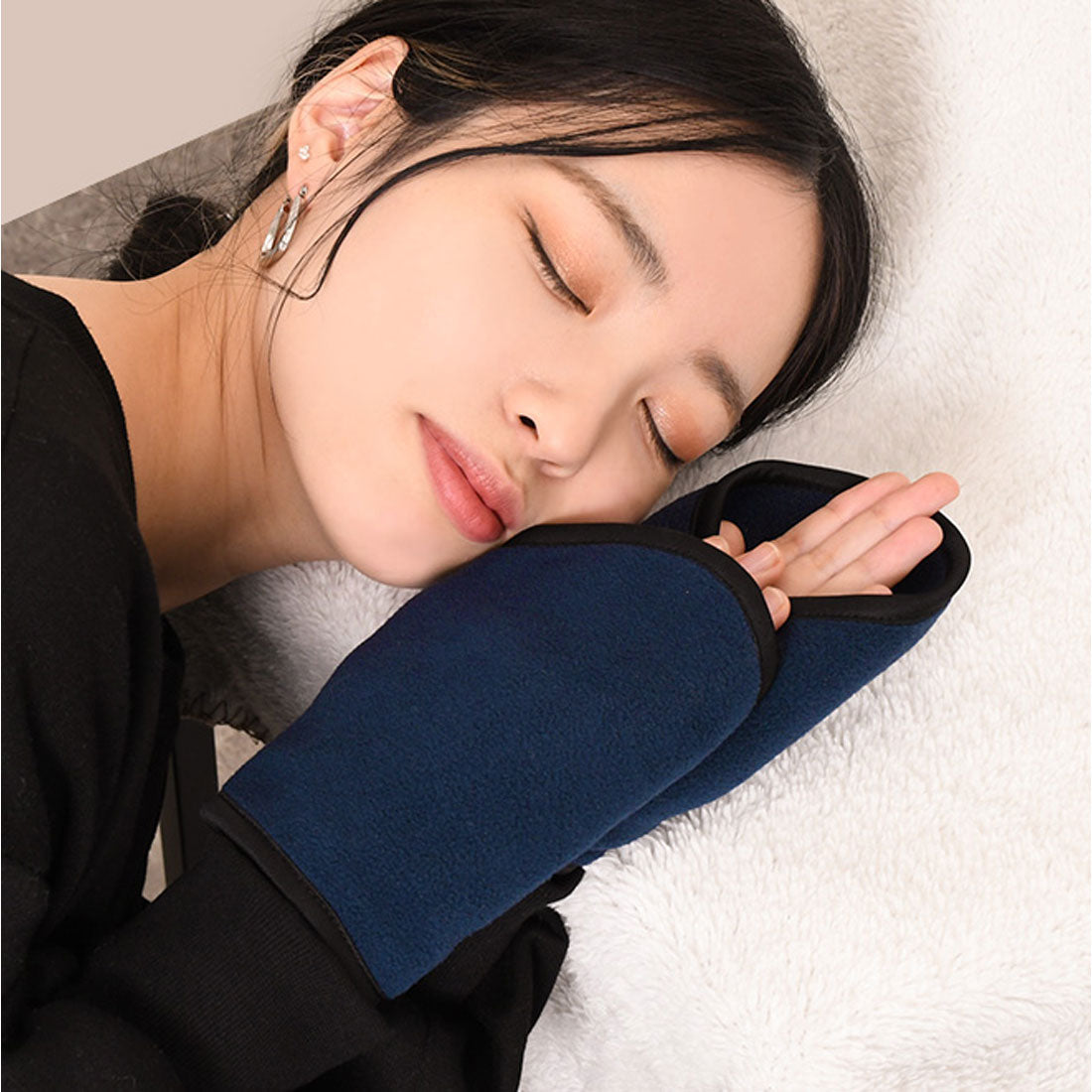 リアルスタイル REAL STYLE 手首カバー レディース キッズ フリース スマホ対応 指なし手袋 スマホ手袋 指切り ハンドウォーマー おやすみ手袋 防寒 暖かい 作業 おしゃれ