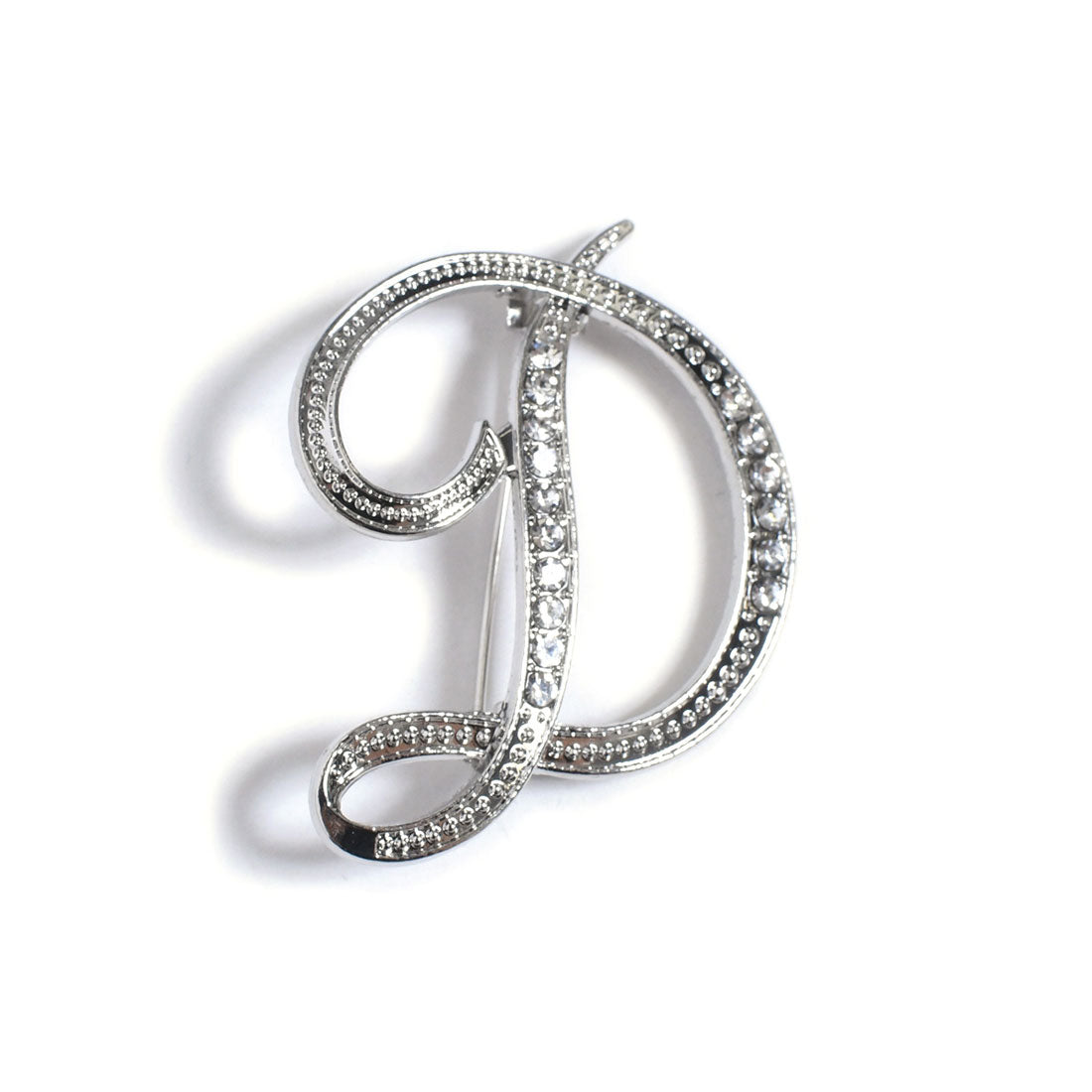 Real Style Brooch Pin Initial Graduation Ceremony Fashion Entrance Ceremony Women's Accessories Enrollment Ceremony Wedding Alphabet Silver Rhinestone, image size:1100x1100