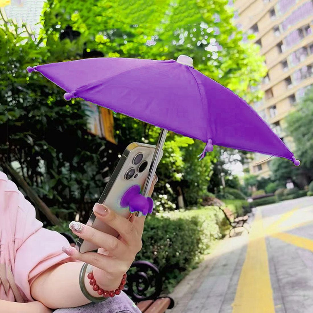 リアルスタイル REAL STYLE 傘 スマホホルダー 雨傘 日傘 日よけ スタンド 携帯 ストラップ iphone 反射防止 日差し対策 ゴルフ アウトドア 釣り 旅行 推し,パープル