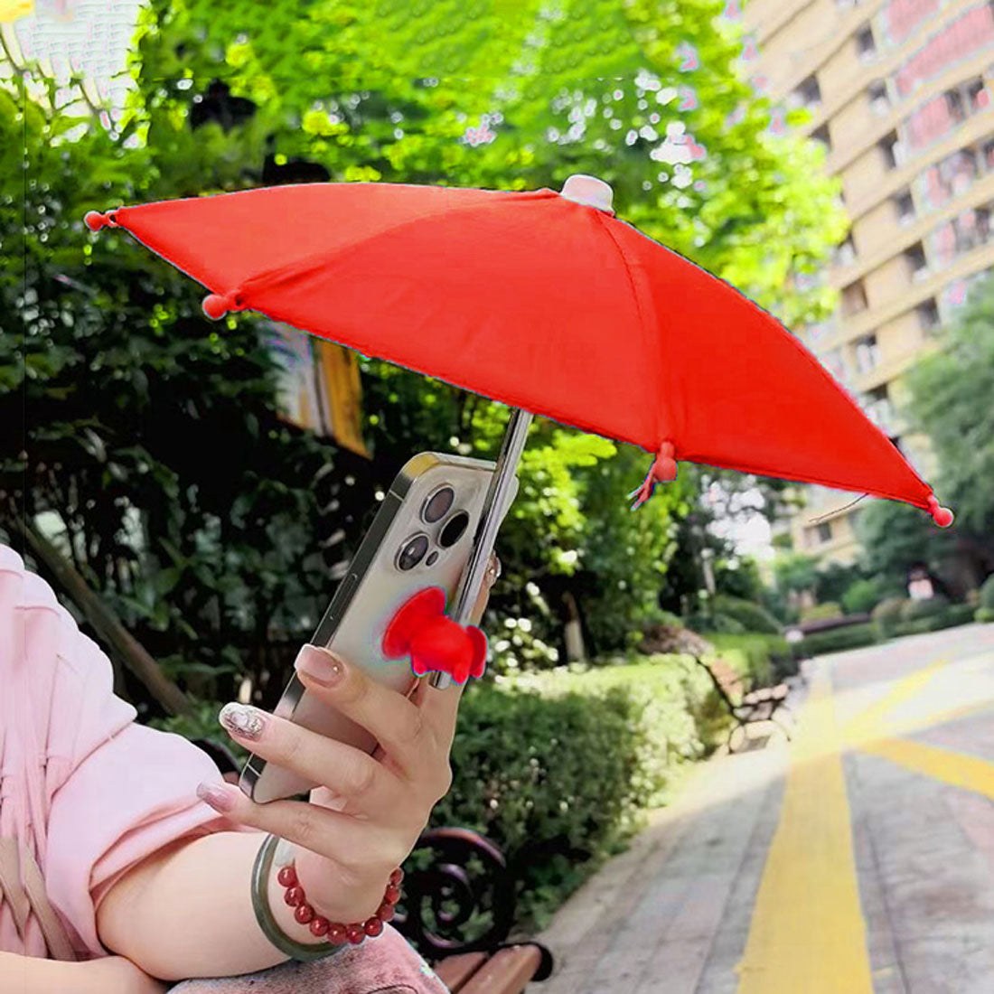 リアルスタイル REAL STYLE 傘 スマホホルダー 雨傘 日傘 日よけ スタンド 携帯 ストラップ iphone 反射防止 日差し対策 ゴルフ アウトドア 釣り 旅行 推し,レッド
