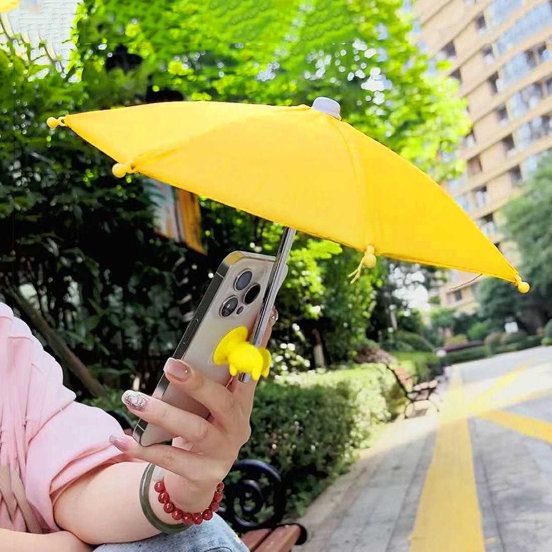 リアルスタイル REAL STYLE 傘 スマホホルダー 雨傘 日傘 日よけ スタンド 携帯 ストラップ iphone 反射防止 日差し対策 ゴルフ アウトドア 釣り 旅行 推し,イエロー