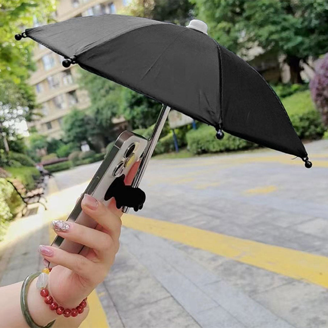 リアルスタイル REAL STYLE 傘 スマホホルダー 雨傘 日傘 日よけ スタンド 携帯 ストラップ iphone 反射防止 日差し対策 ゴルフ アウトドア 釣り 旅行 推し,ブラック