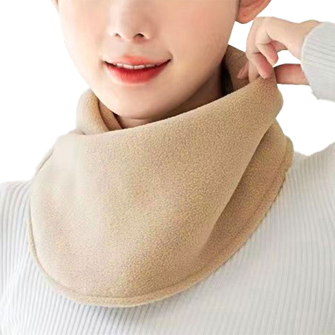 リアルスタイル REAL STYLE ネックウォーマー ネックカバー スヌード マフラー レディース メンズ フリース ボタン 防寒 あったか 暖かい 保温 ゴルフ 通勤 通学,ベージュ