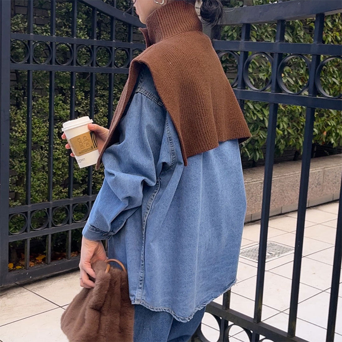 Real Style Snood Scarf for Women Neck Warmer with Buttons High Neck Knit Vest Sweater Winter Fashion Warm Cape