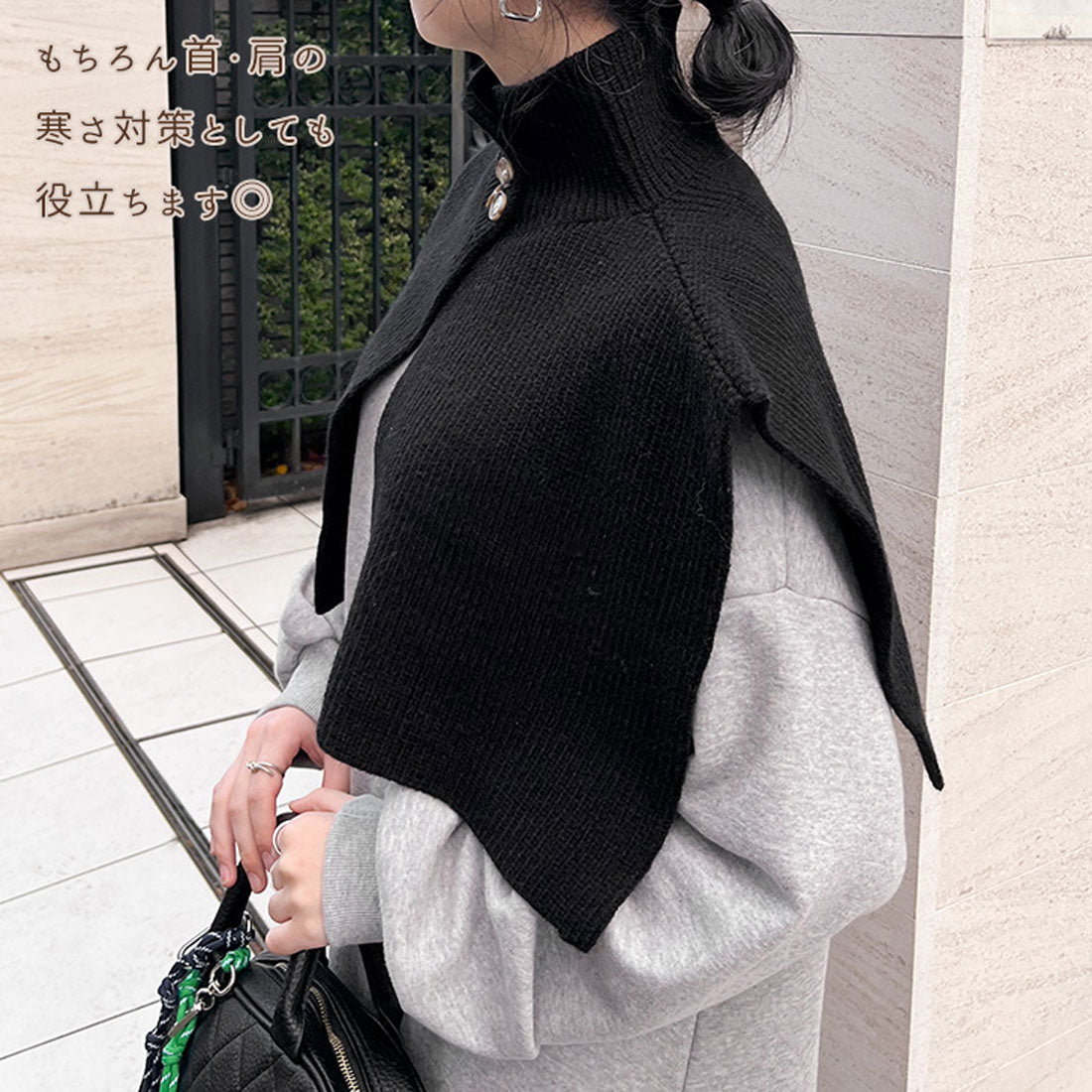 Real Style Snood Scarf for Women Neck Warmer with Buttons High Neck Knit Vest Sweater Winter Fashion Warm Cape