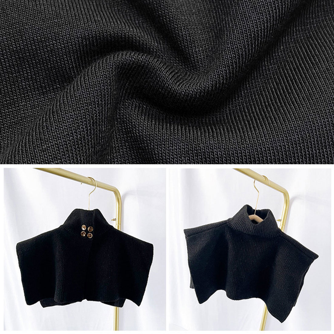 Real Style Snood Scarf for Women Neck Warmer with Buttons High Neck Knit Vest Sweater Winter Fashion Warm Cape