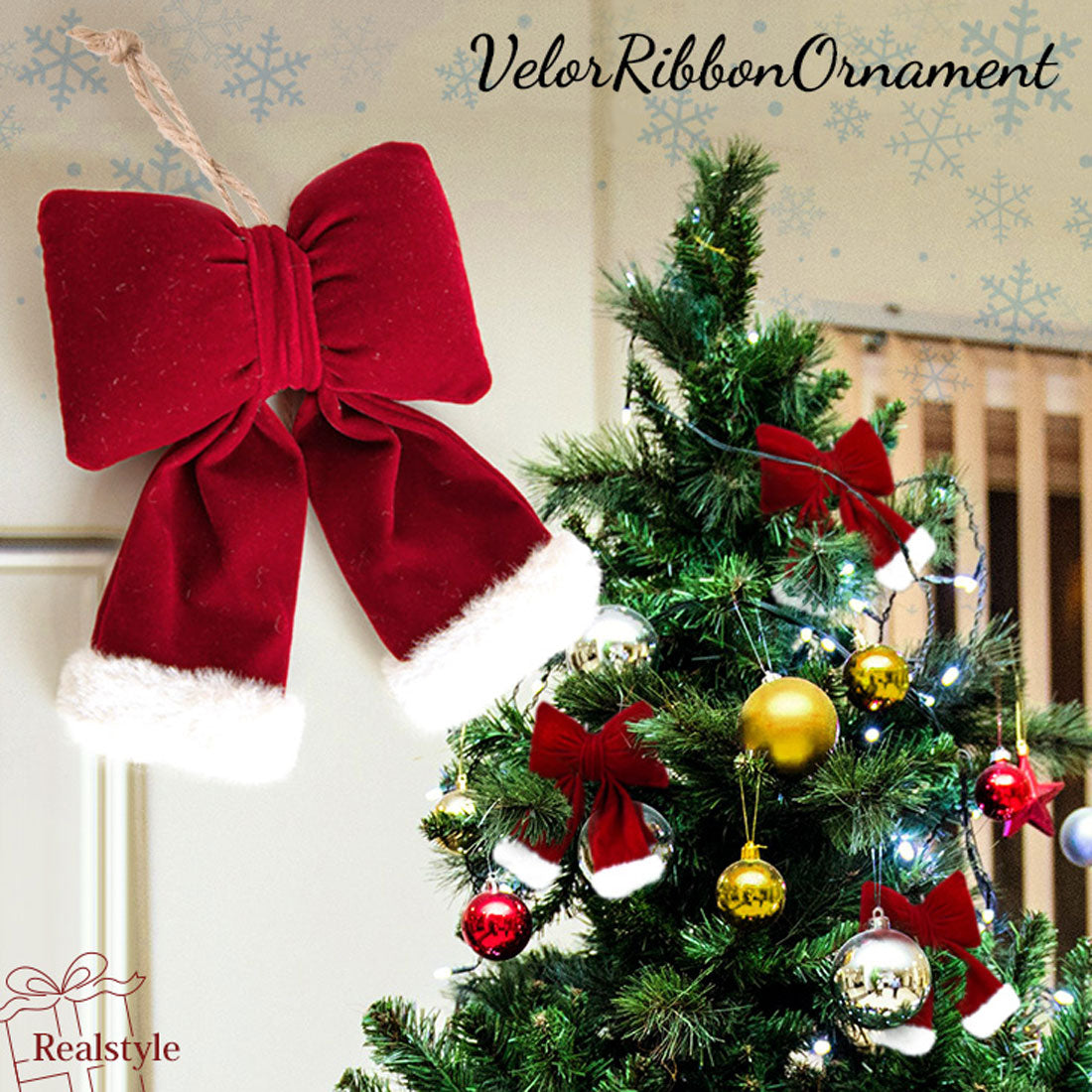 真實風格 REAL STYLE 聖誕 裝飾 樹  ornaments 緞帶 紅色 牆壁 玄關 玩具 時尚 可愛 北歐 冬季 室內 雜貨 裝飾 吊掛 家