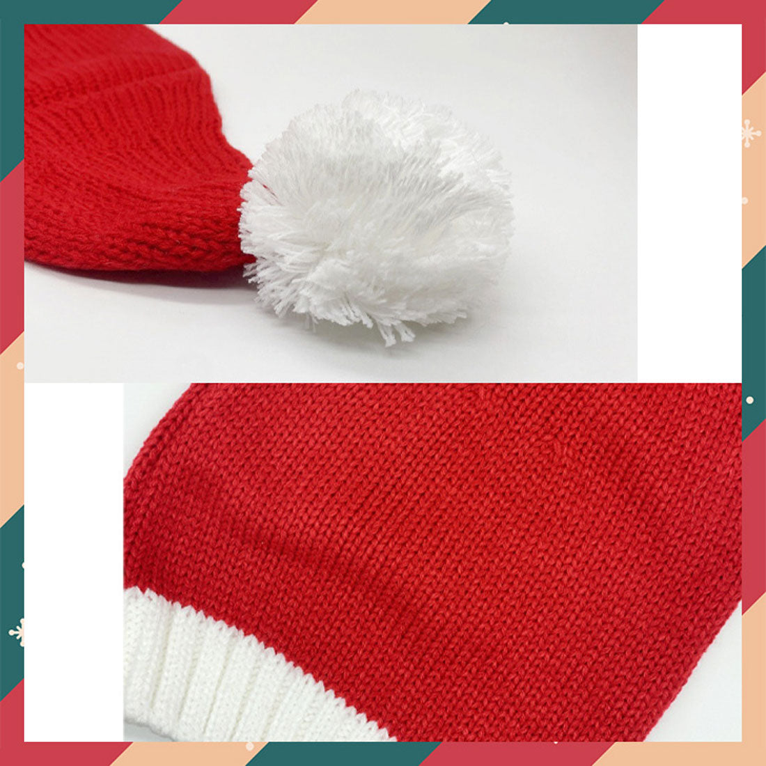 Real Style Christmas Santa Claus Cosplay Santa Costume Outfit Hat Knit Cap Ladies Men Kids Baby Decorations Party Goods Miscellaneous Nordic