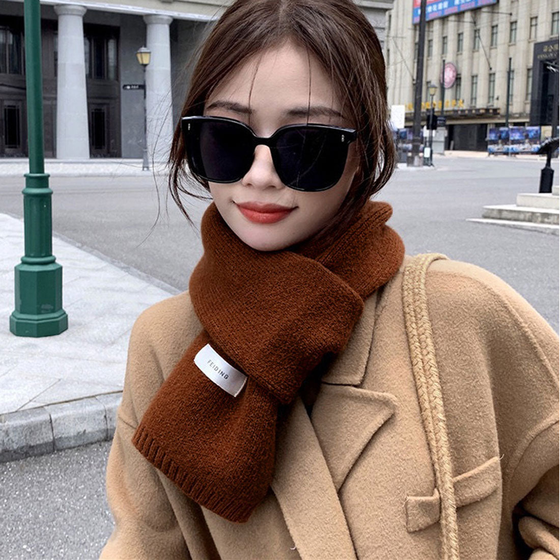 リアルスタイル REAL STYLE マフラー ストール レディース メンズ スヌード ニット ミニ ショート 秋冬 防寒 あったか かわいい おしゃれ シンプル 暖かい