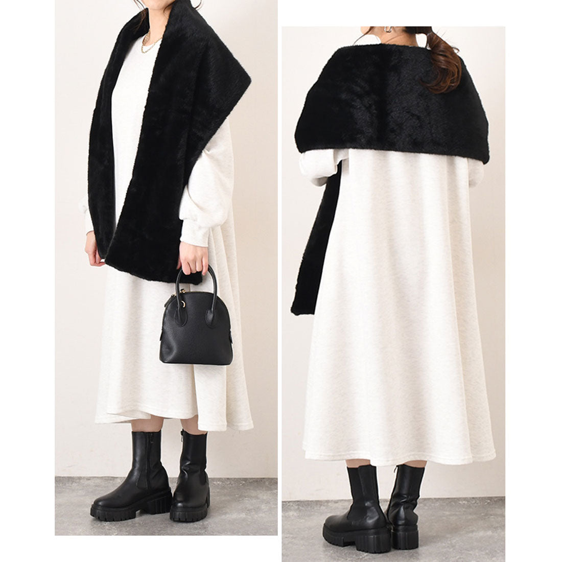 リアルスタイル REAL STYLE ショール ストール ティペット マフラー レディース 大判 結婚式 冬 フェイクファー 防寒 あったか 暖かい 厚手 おしゃれ 可愛い 上品