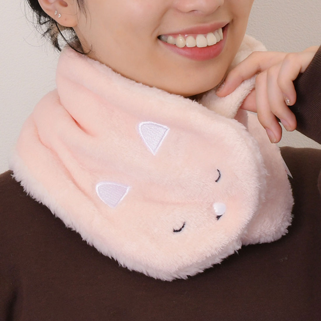 リアルスタイル REAL STYLE ネックウォーマー スヌード マフラー レディース ボタン 子供 キッズ ゴルフ 冬 防寒 おしゃれ 暖かい ボア 首 カバー 動物 キツネ