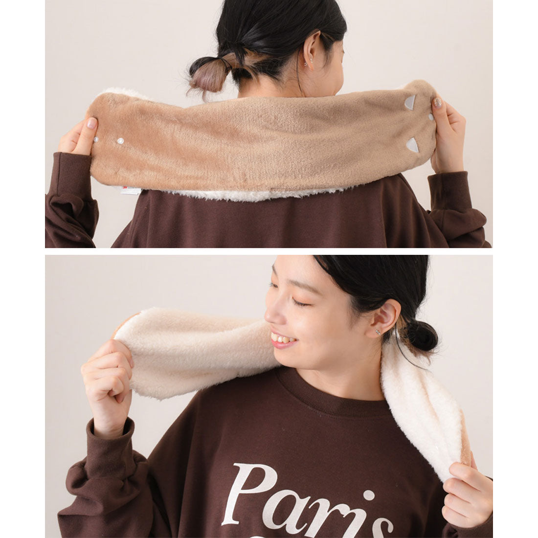 リアルスタイル REAL STYLE ネックウォーマー スヌード マフラー レディース ボタン 子供 キッズ ゴルフ 冬 防寒 おしゃれ 暖かい ボア 首 カバー 動物 キツネ