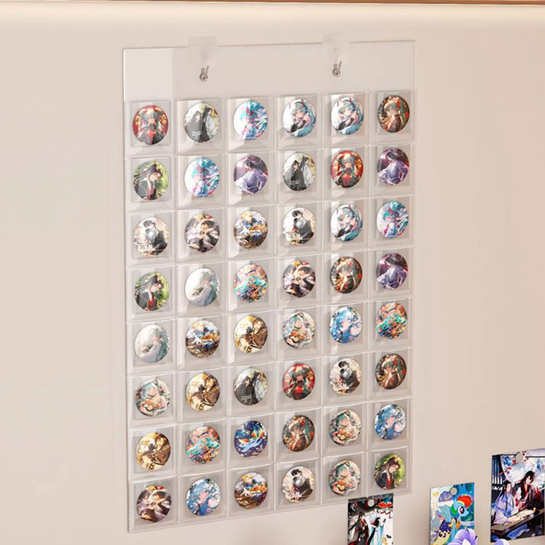 Real Style Wall Pocket Transparent Card Clear Case Storage Accessory Holder Wall-Mounted Small Item Storage Large Capacity Can Badge Collection Support Activity Photo