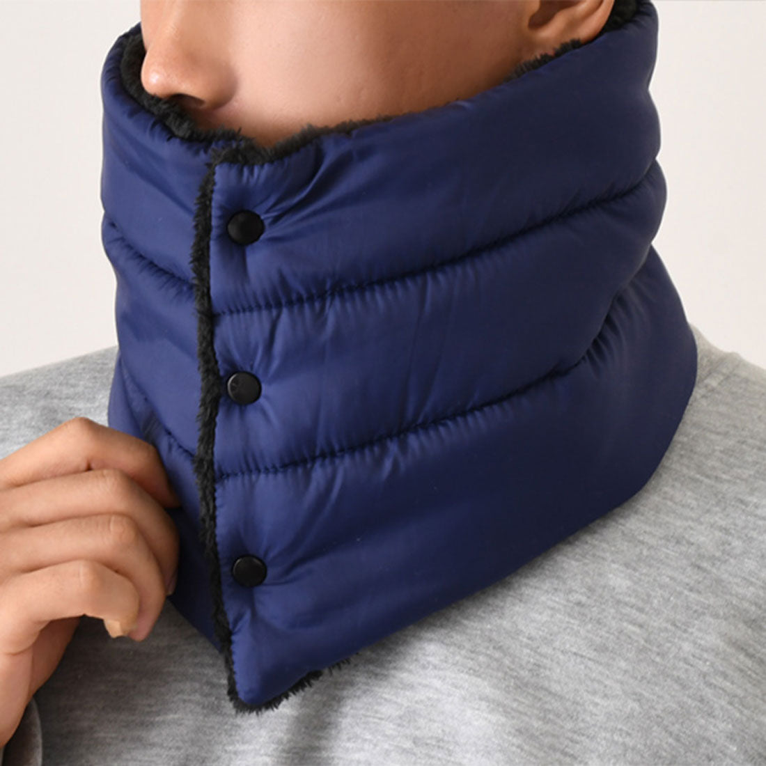 リアルスタイル REAL STYLE ネックウォーマー スヌード マフラー レディース メンズ ボタン ゴルフ 防寒 暖かい ファー ボア 中綿 首カバー アウトドア スポーツ