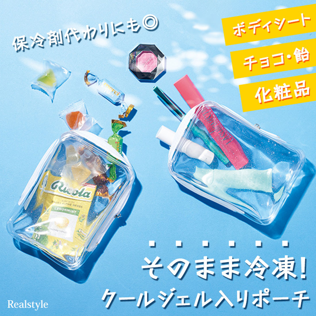 リアルスタイル REAL STYLE ポーチ 小物入れ 保冷 ミニ クリア 保冷剤 アイス クールジェル ケース 袋 アウトドア 職場 オフィス 学校 見せる収納 透明 おしゃれ