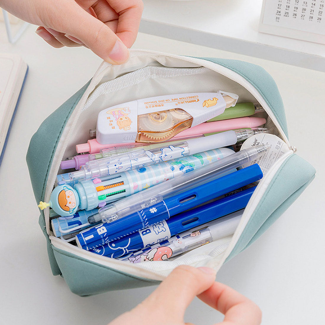 Real Style Pen Case Pencil Box Large Capacity Pouch Small Item Holder Korean Adult Stylish Simple Boys Girls Elementary School Middle School Boys Girls High School University Cute Travel Cosmetics Makeup