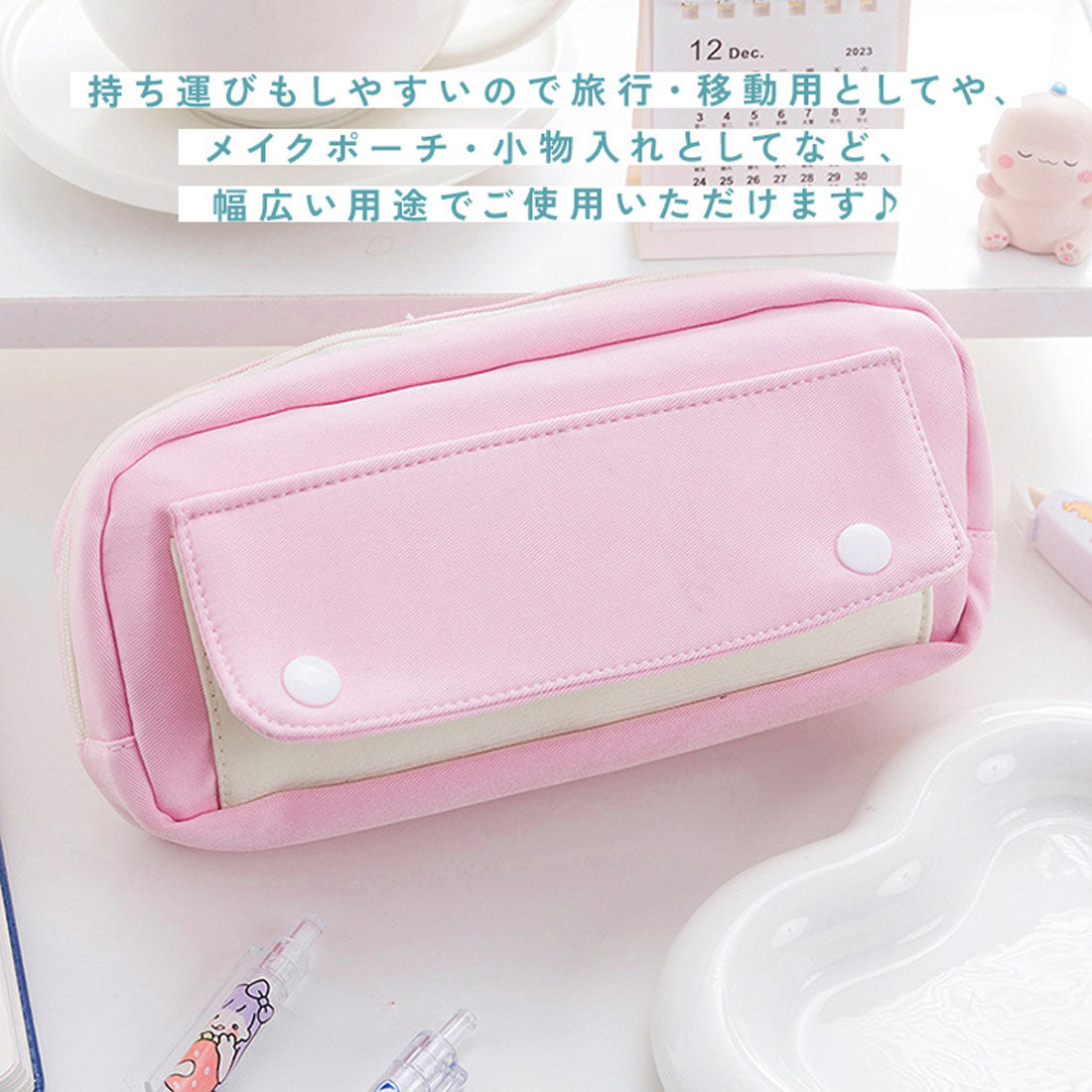Real Style Pen Case Pencil Box Large Capacity Pouch Small Item Holder Korean Adult Stylish Simple Boys Girls Elementary School Middle School Boys Girls High School University Cute Travel Cosmetics Makeup