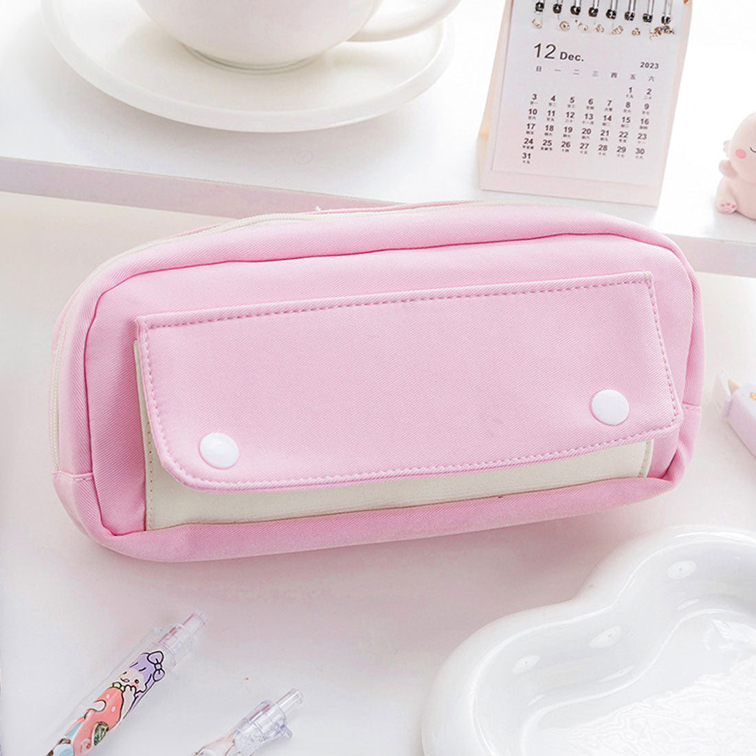 Real Style Pen Case Pencil Box Large Capacity Pouch Small Item Holder Korean Adult Stylish Simple Boys Girls Elementary School Middle School Boys Girls High School University Cute Travel Cosmetics Makeup