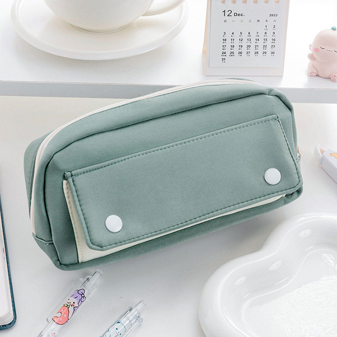 Real Style Pen Case Pencil Box Large Capacity Pouch Small Item Holder Korean Adult Stylish Simple Boys Girls Elementary School Middle School Boys Girls High School University Cute Travel Cosmetics Makeup