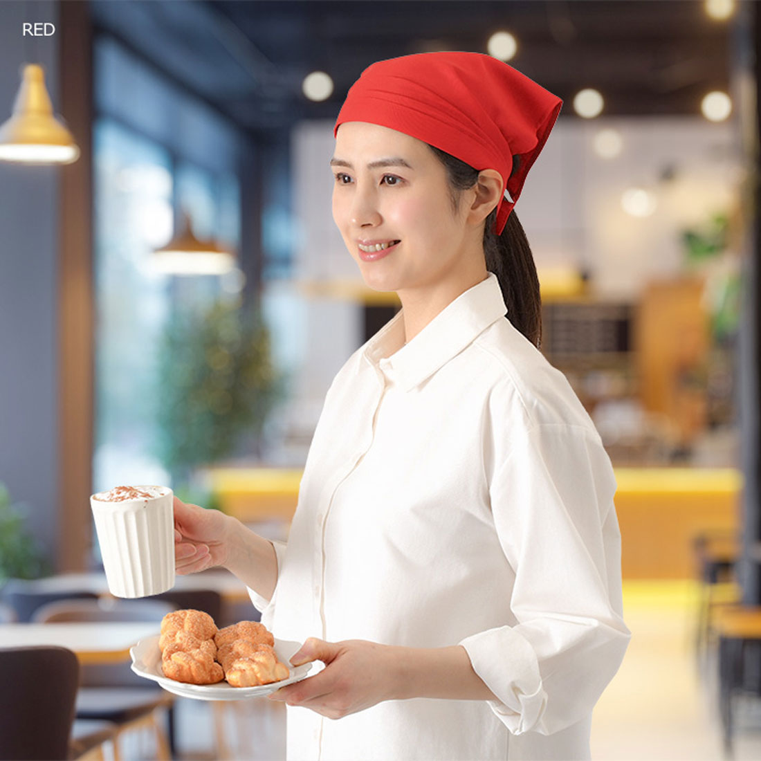 リアルスタイル REAL STYLE 三角巾 おしゃれ 子供 大人 黒 メンズ レディース バンダナ 学校 料理 キッチン エプロン 綿混 フリーサイズ 簡単 ベルクロテープ （ピンク） ピンク
