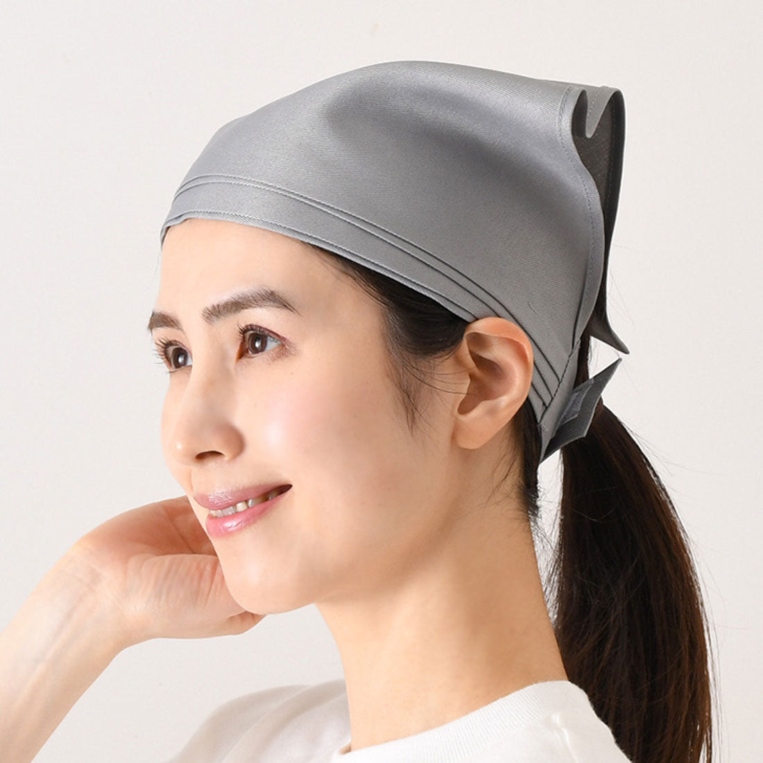 リアルスタイル REAL STYLE 三角巾 おしゃれ 子供 大人 黒 メンズ レディース バンダナ 学校 料理 キッチン エプロン 綿混 フリーサイズ 簡単 ベルクロテープ （グレー） グレー