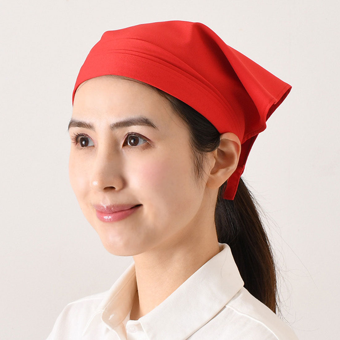 リアルスタイル REAL STYLE 三角巾 おしゃれ 子供 大人 黒 メンズ レディース バンダナ 学校 料理 キッチン エプロン 綿混 フリーサイズ 簡単 ベルクロテープ （レッド） レッド