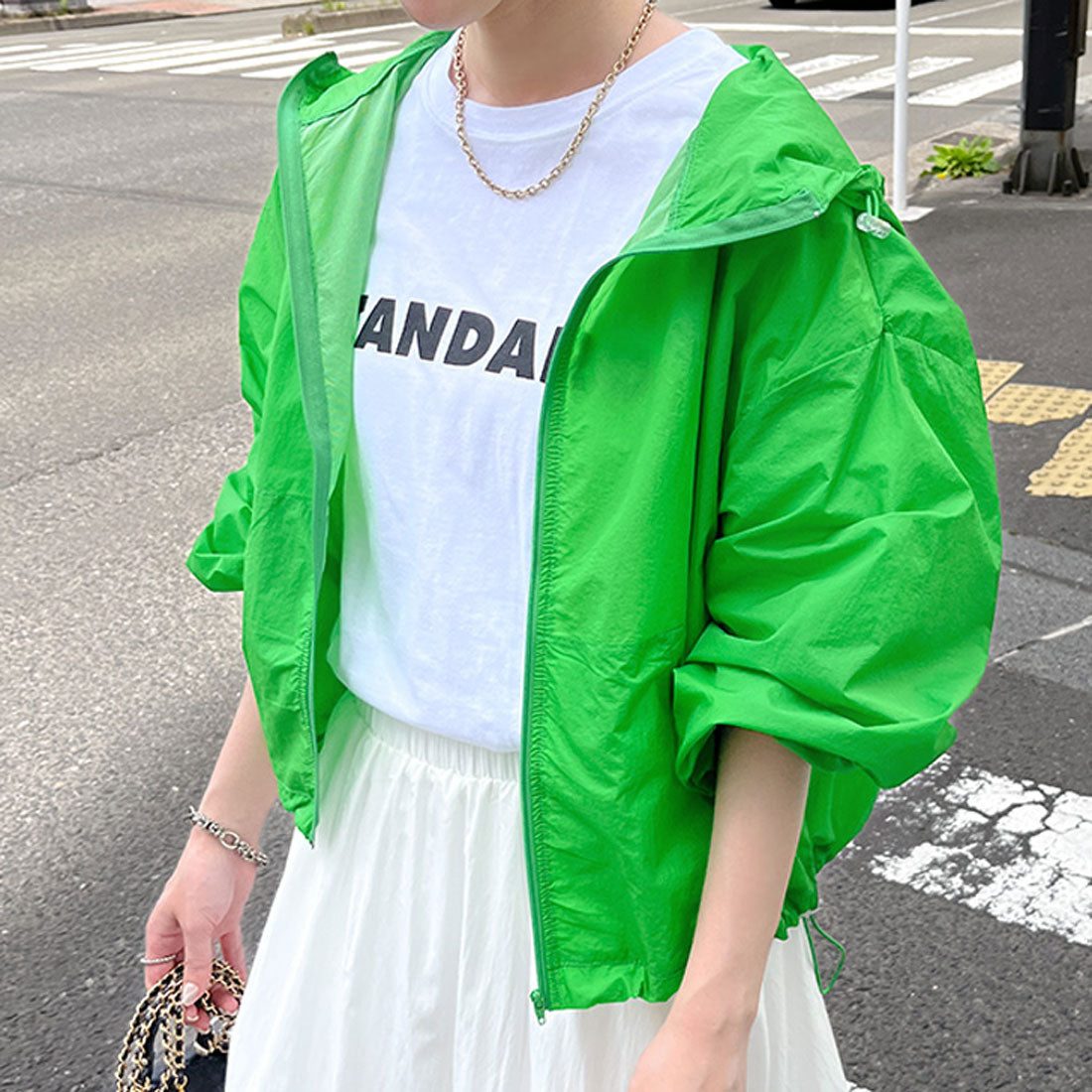 リアルスタイル REAL STYLE パーカー レディース 薄手 夏 撥水 長袖 レインコート レインウェア 雨具 前開き アウター ブルゾン ジャンパー 羽織り アウトドア （グリーン） グリーン