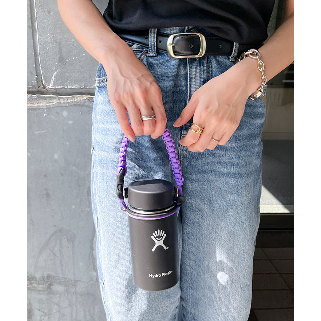 リアルスタイル REAL STYLE ペットボトルホルダー ハンドストラップ 紐 パラコード おしゃれ 水筒ホルダー ハンドル 持ち手 手持ち リング 6.5cm 持ち運び （ターコイズ） ターコイズ