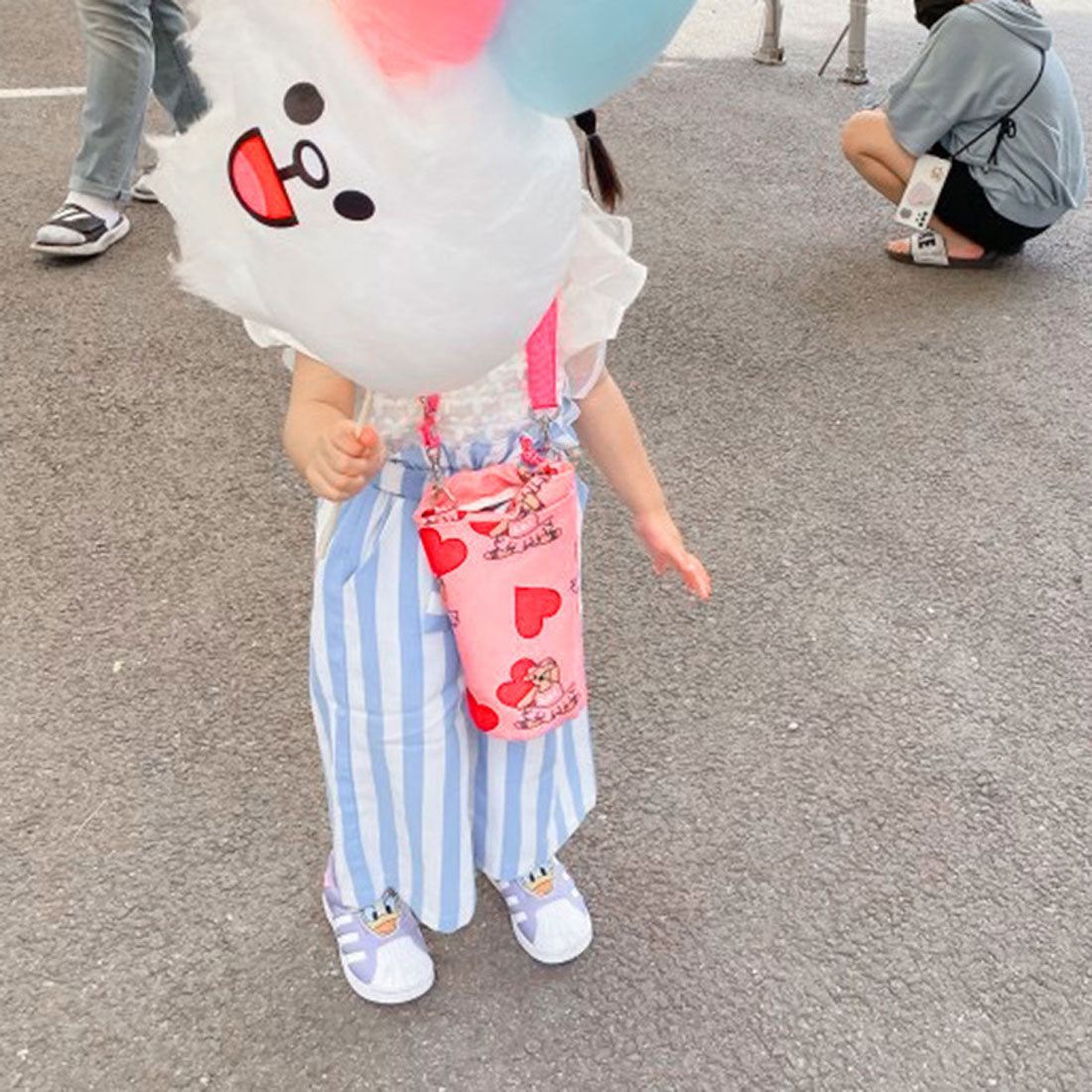 リアルスタイル REAL STYLE ペットボトルホルダー 保冷 水筒カバー ケース ショルダー 斜めがけ おしゃれ かわいい クーラー 保温 子供 キッズ 大人 巾着 アニマル （パープル） パープル