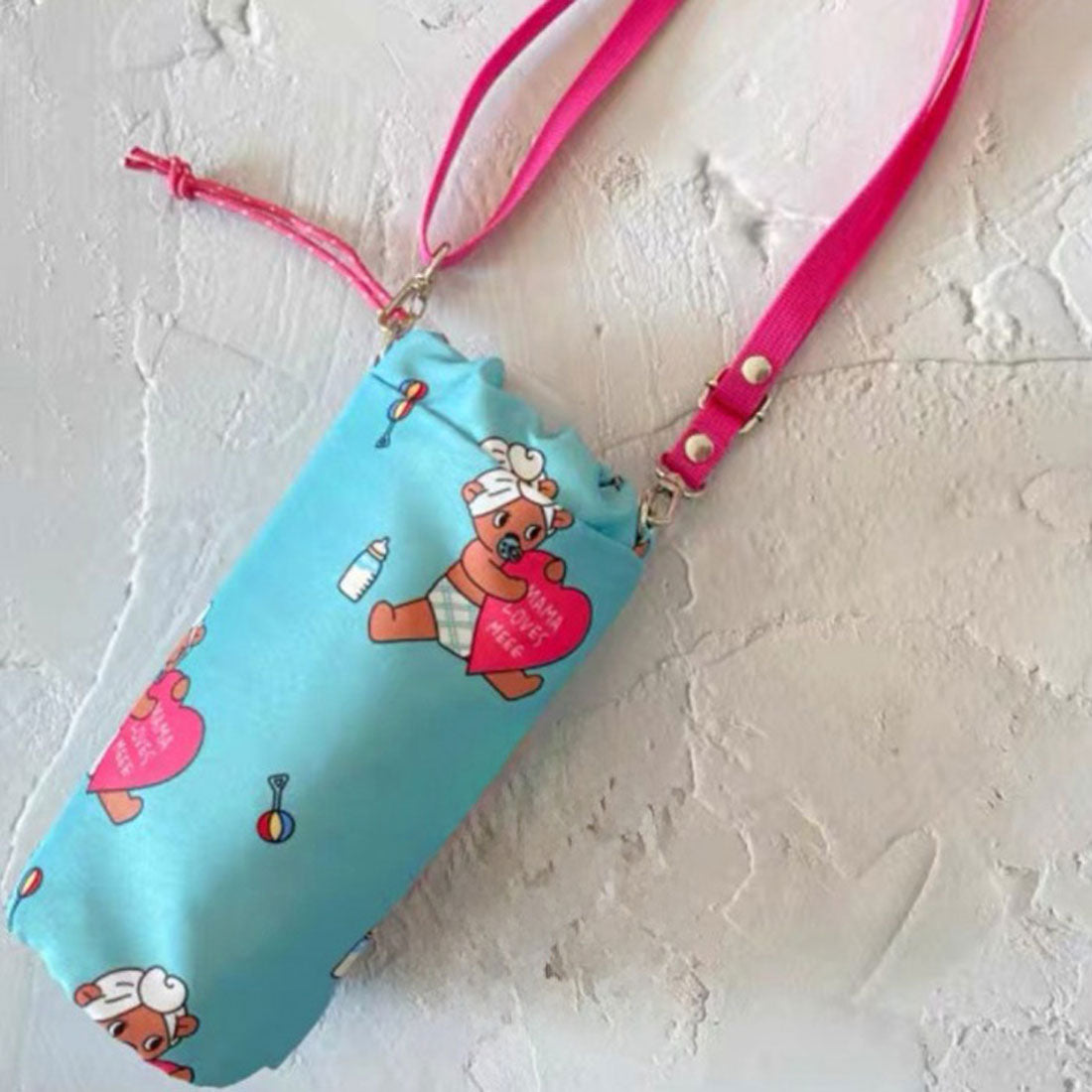 リアルスタイル REAL STYLE ペットボトルホルダー 保冷 水筒カバー ケース ショルダー 斜めがけ おしゃれ かわいい クーラー 保温 子供 キッズ 大人 巾着 アニマル （パープル） パープル