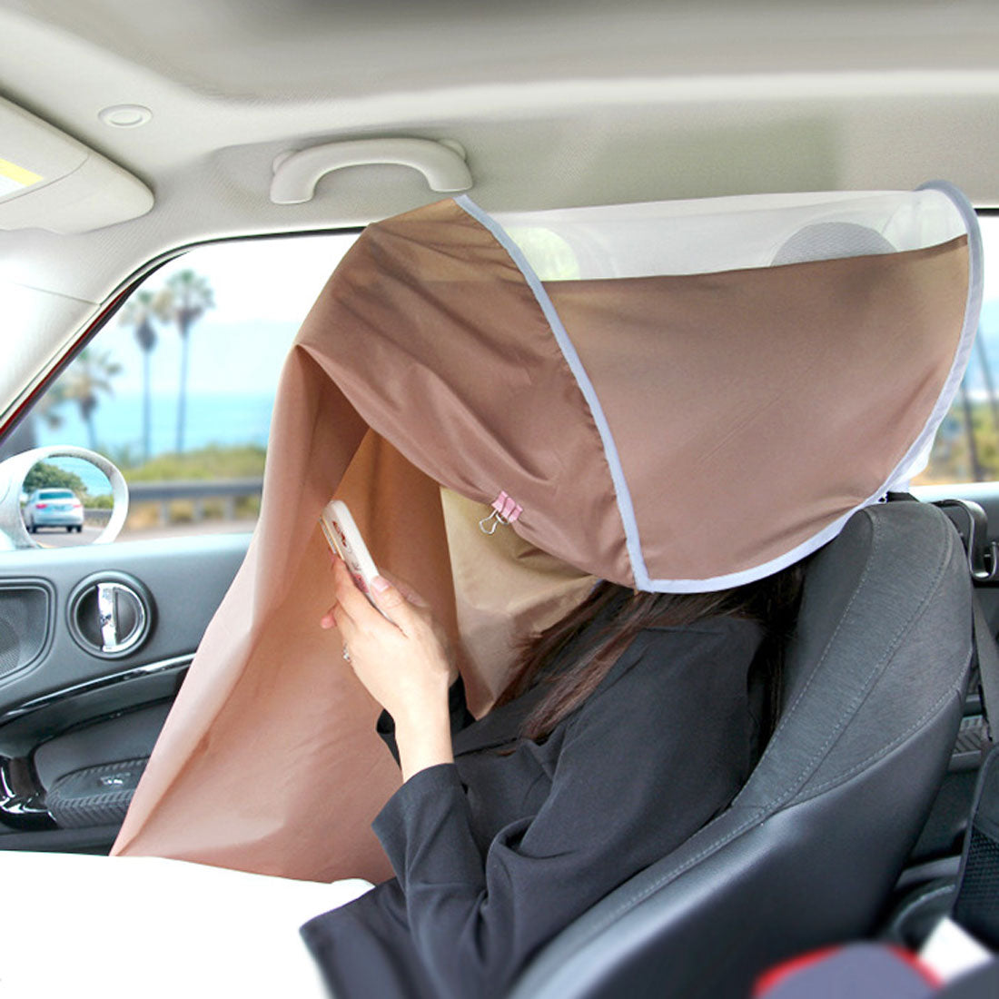 リアルスタイル REAL STYLE 車用品 サンシェード カーテン 日よけ 日除け 目隠し 遮光 フェイスカバー 紫外線 休憩 仮眠 昼寝 駐車場 車中泊 運転 折りたたみ （ブラウン） ブラウン