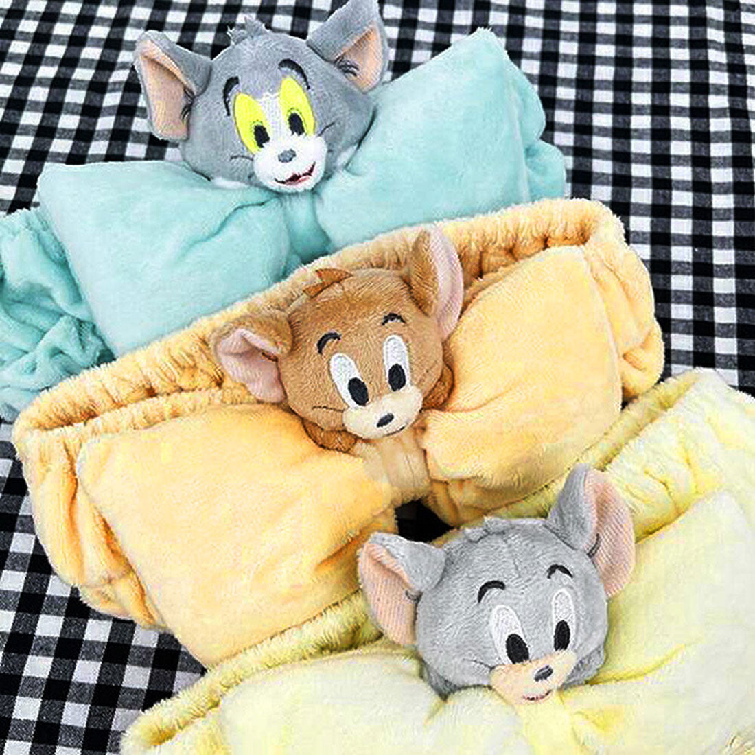 リアルスタイル REAL STYLE ヘアバンド 洗顔用 キャラクター ターバン 幅広 トムとジェリー タフィー TOM&JERRY グッズ メイク 化粧 タオル 吸水 ふわふわ リボン ぬいぐるみ （タフィー） タフィー