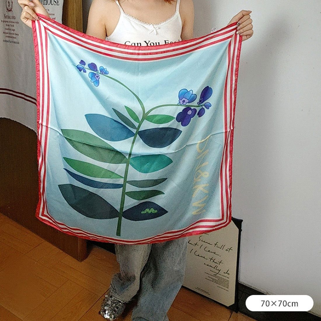 リアルスタイル REAL STYLE スカーフ バンダナ バブーシュカ 大判 シルクタッチ 夏 正方形 レディース メンズ ストール ネックカバー リング バッグ ベルト リボン （ガール） ガール