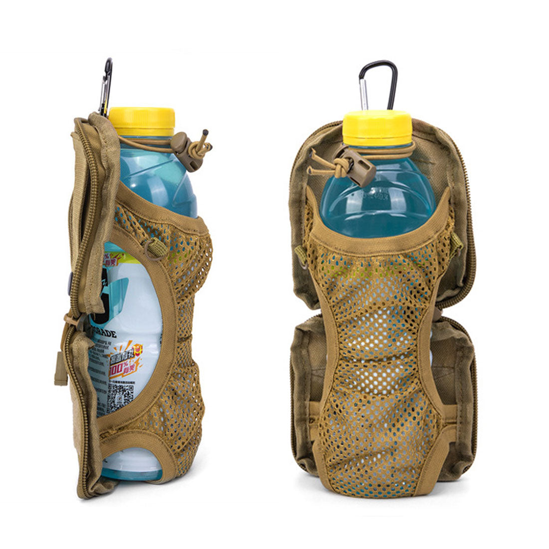 リアルスタイル REAL STYLE ペットボトルホルダー 水筒カバー 肩掛け ベルト カラビナ 500ml 1L 登山 ザック リュック バッグ 後付け 折りたたみ 自転車 撥水 （ブラック） ブラック