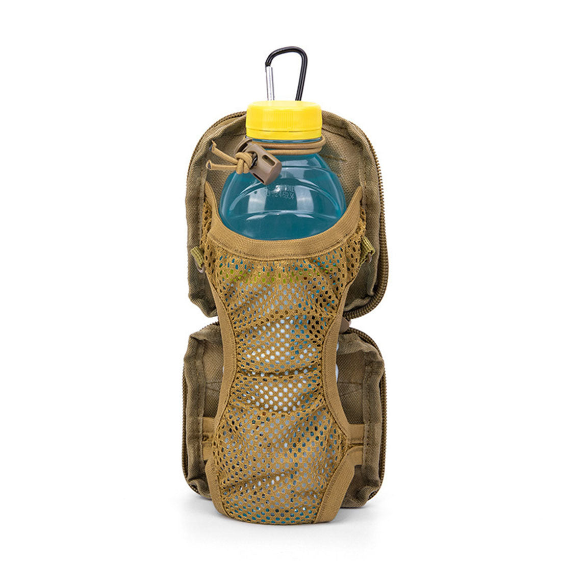 リアルスタイル REAL STYLE ペットボトルホルダー 水筒カバー 肩掛け ベルト カラビナ 500ml 1L 登山 ザック リュック バッグ 後付け 折りたたみ 自転車 撥水 （カーキベージュ） カーキベージュ