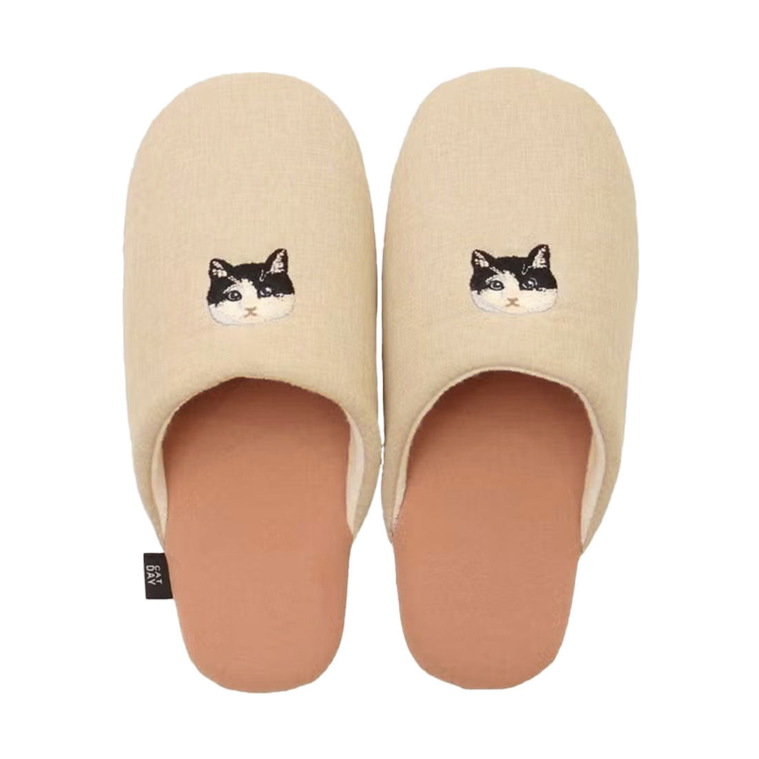 リアルスタイル REAL STYLE スリッパ 室内 ルームシューズ レディース 滑り止め ネコ ねこ 猫 室内履き 来客用 部屋 屋内 軽い 滑りにくい おしゃれ 刺繍 春 夏 （ハチワレ） ハチワレ