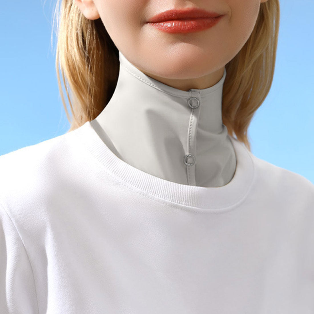 REAL STYLE Neck cover UV UV protection Button Sunburn UV protection Fake collar Turtleneck High neck Neck Cool UPF50+ Energy saving