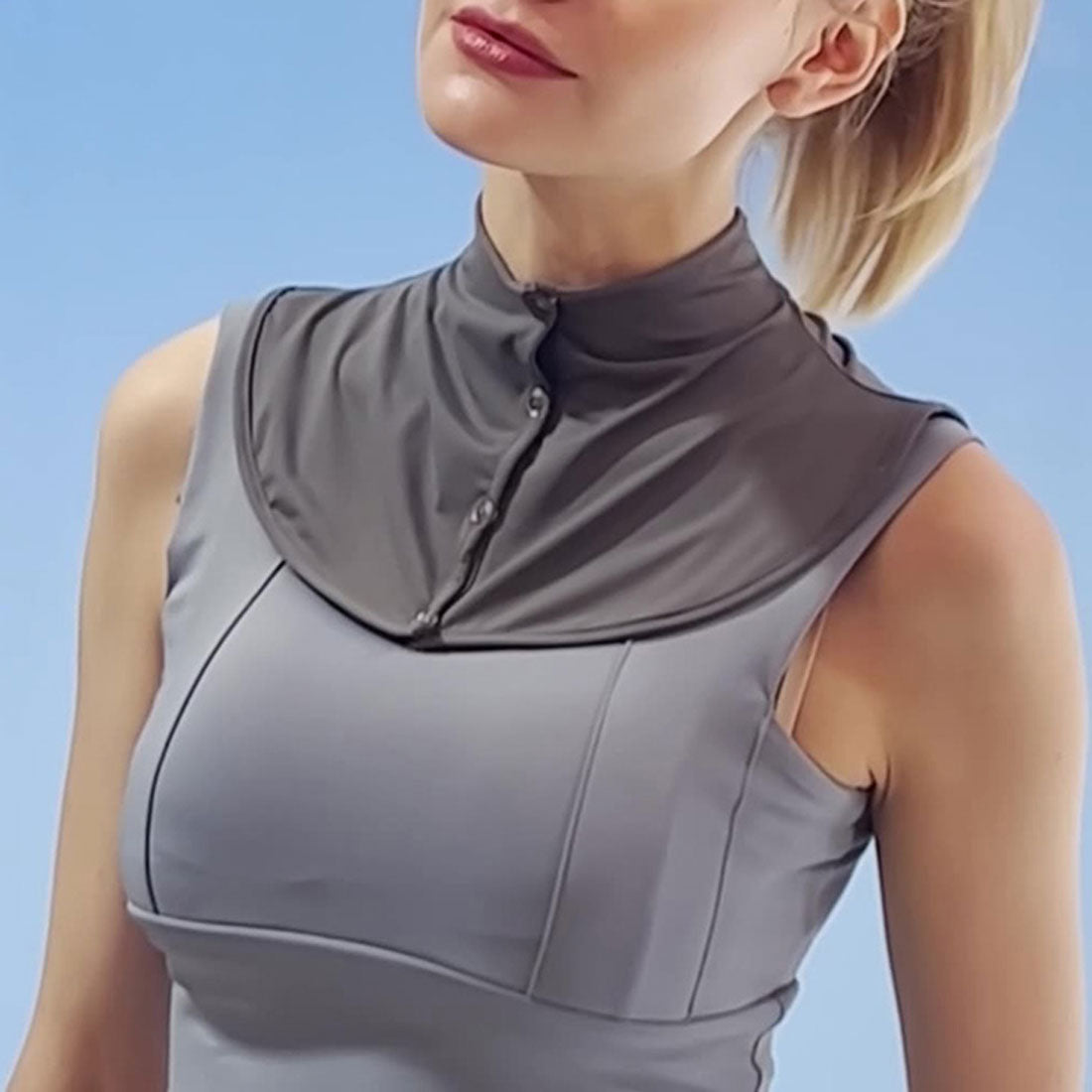 REAL STYLE Neck cover UV UV protection Button Sunburn UV protection Fake collar Turtleneck High neck Neck Cool UPF50+ Energy saving