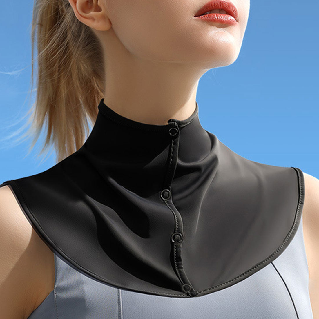 REAL STYLE Neck cover UV UV protection Button Sunburn UV protection Fake collar Turtleneck High neck Neck Cool UPF50+ Energy saving