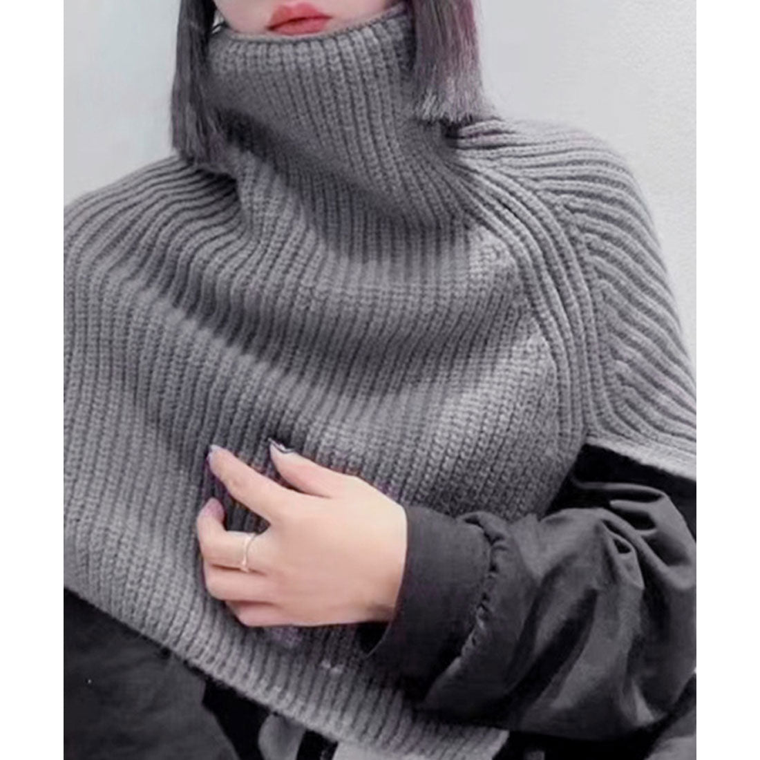 REAL STYLE Snood Scarf for Women, Fake Collar, Turtleneck, High Neck, Knit, Vest, Sweater, Winter, Stylish, Cold Protection, Warm, Neck Warmer, Cape