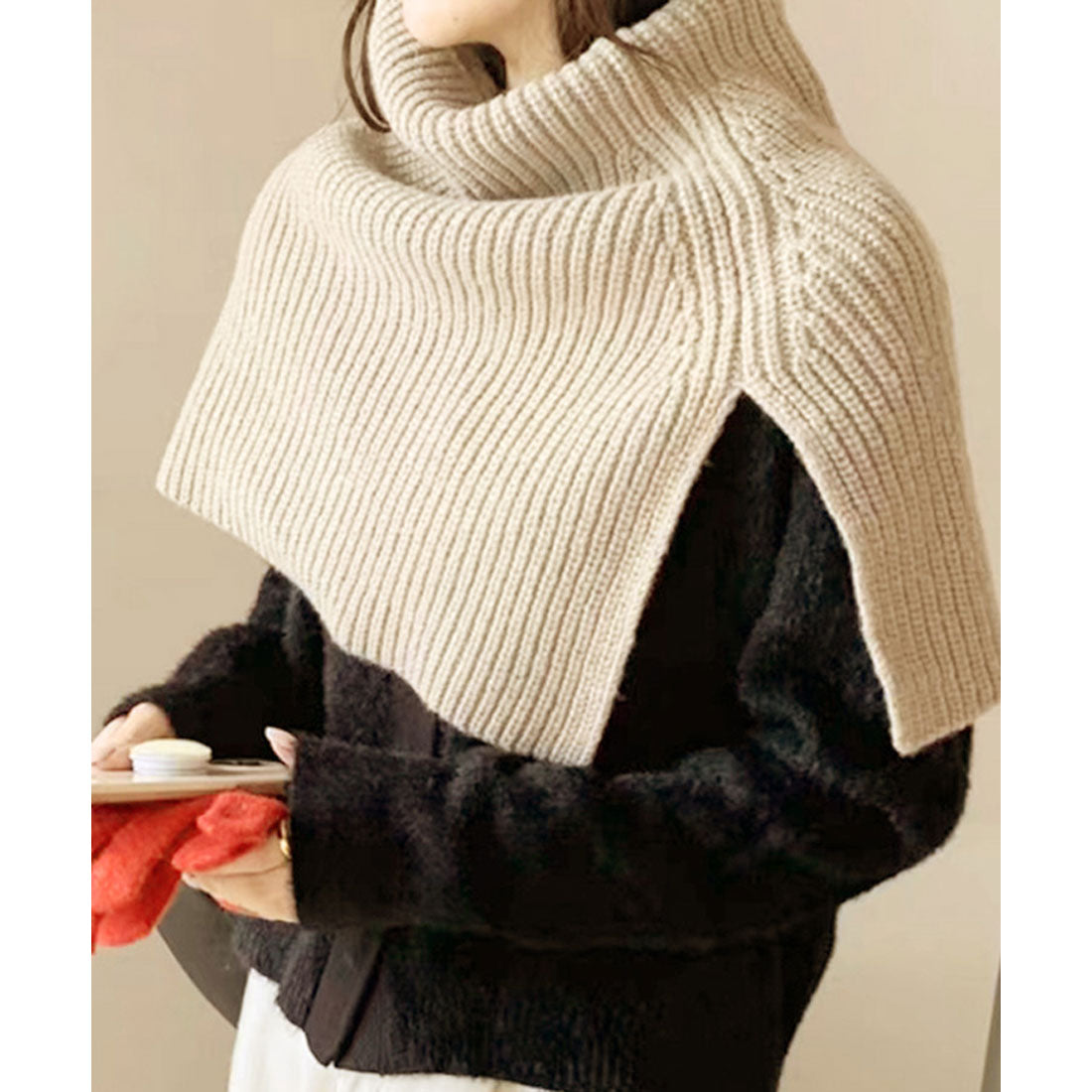 REAL STYLE Snood Scarf for Women, Fake Collar, Turtleneck, High Neck, Knit, Vest, Sweater, Winter, Stylish, Cold Protection, Warm, Neck Warmer, Cape