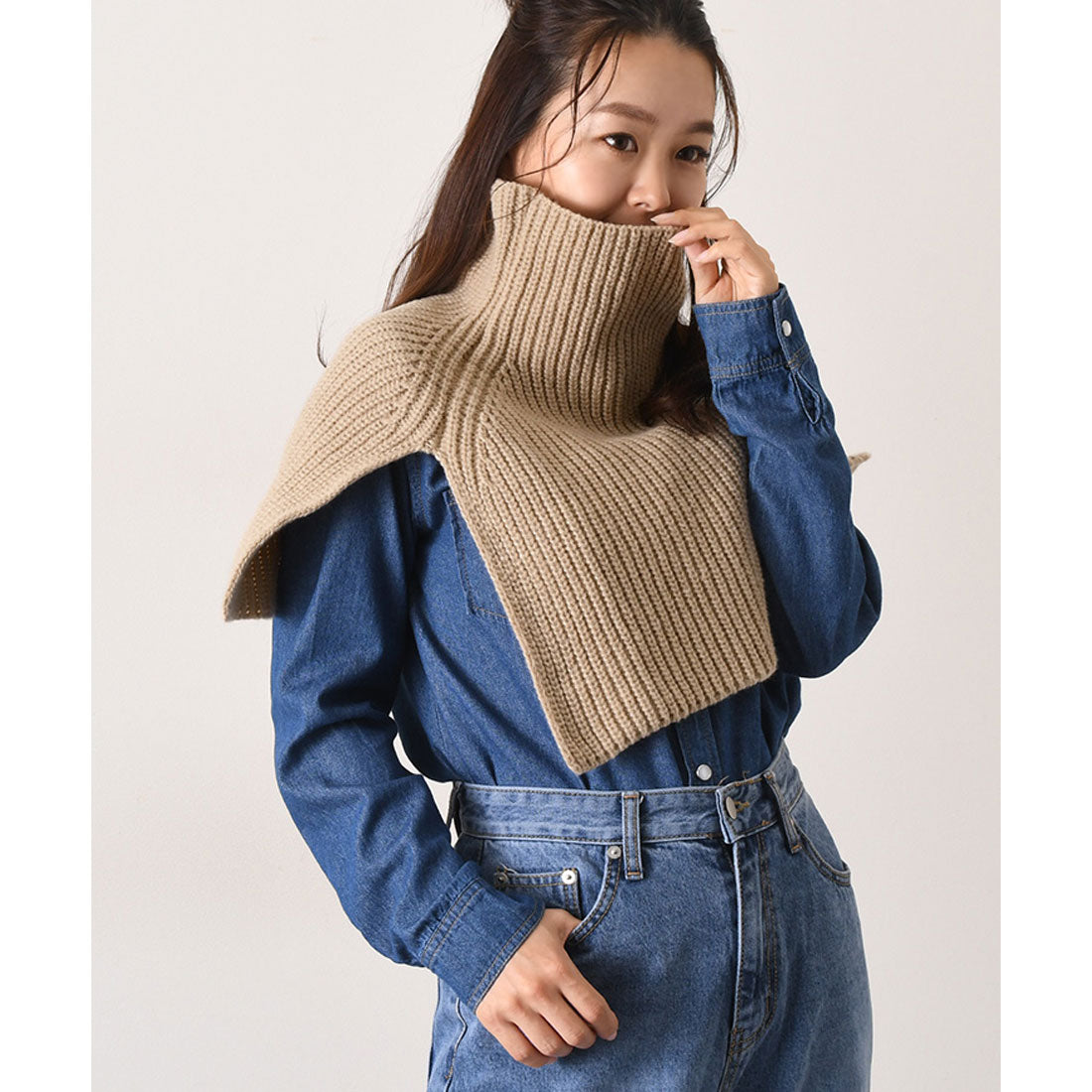 REAL STYLE Snood Scarf for Women, Fake Collar, Turtleneck, High Neck,