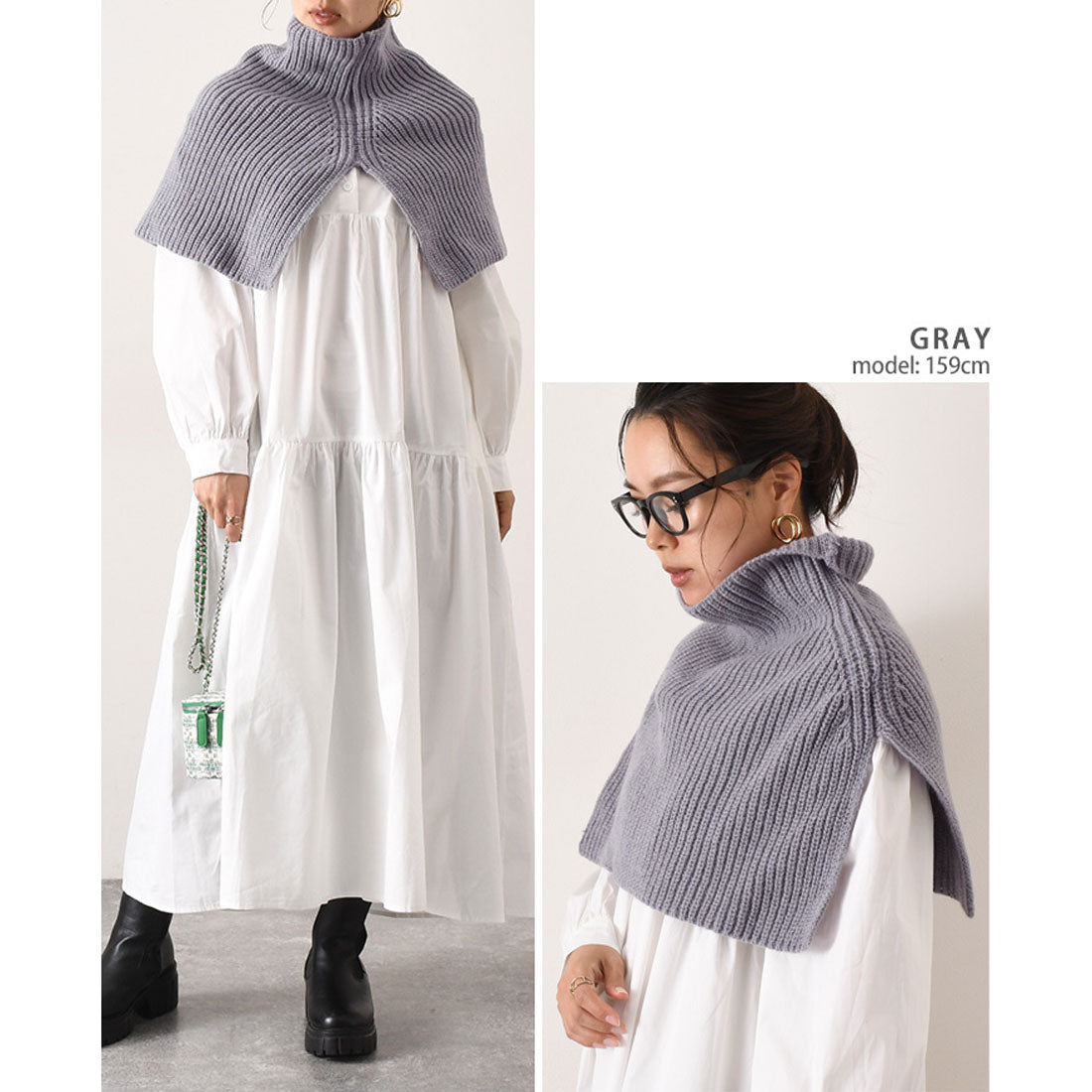 REAL STYLE Snood Scarf for Women, Fake Collar, Turtleneck, High Neck, Knit, Vest, Sweater, Winter, Stylish, Cold Protection, Warm, Neck Warmer, Cape