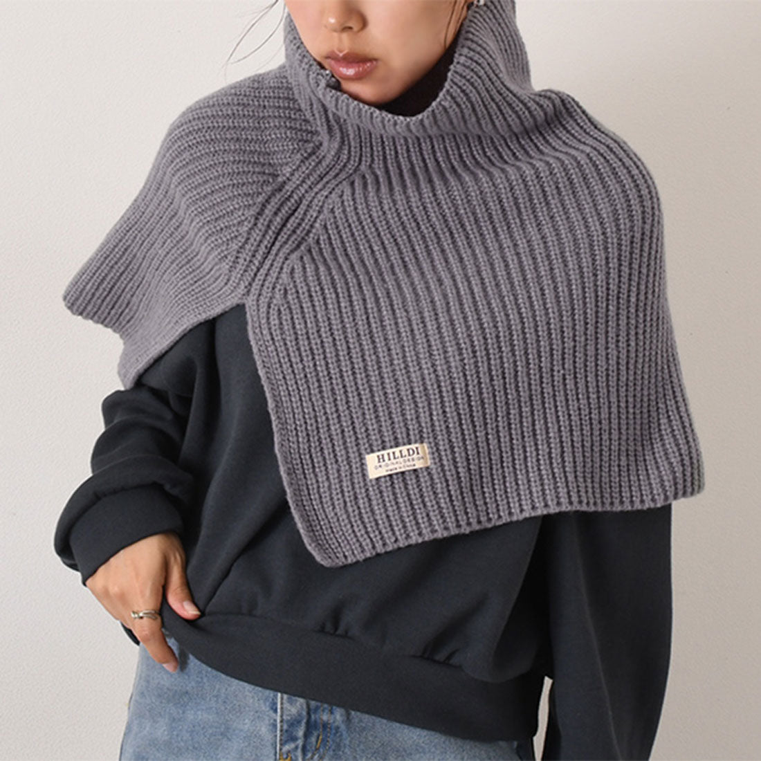 リアルスタイル REAL STYLE スヌード マフラー レディース 付け襟 タートル ハイネック ニット ベスト セーター 冬 おしゃれ 防寒 暖かい ネックウォーマー ケープ